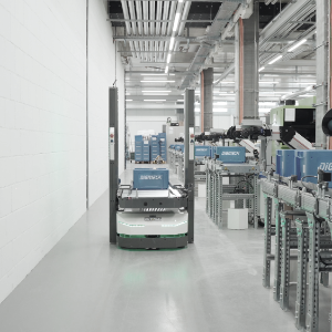 Robot in injection molding area